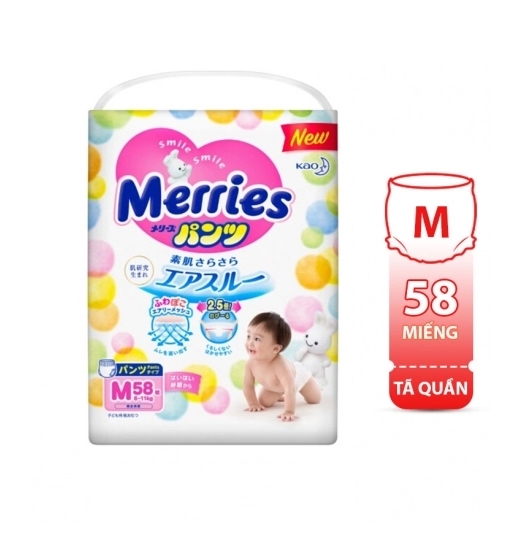 Bỉm - Tã quần Merries size M 58 miếng