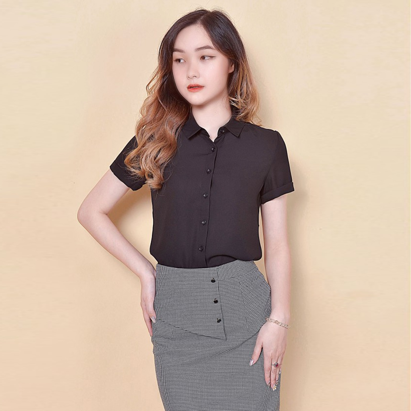 SM CHIFFON NGẮN ĐEN R287