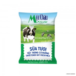 Sữa Tươi Tiệt Trùng Mộc Châu Bịch Có Đường 220ml