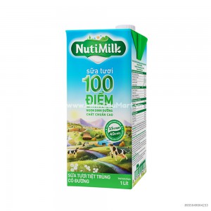 Sữa Tươi Tiệt Trùng Nuti Milk Có Đường 1000ml
