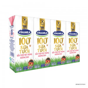 Sữa Tươi Tiệt Trùng Vinamilk 100% 180ml Hương Dâu