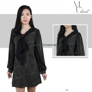 Váy Dạ Đen Tay Voan