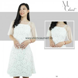 Váy Ren Trắng Tay Ngọc